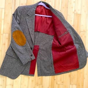 Vintage oversized wool blazer with suede elbow patches